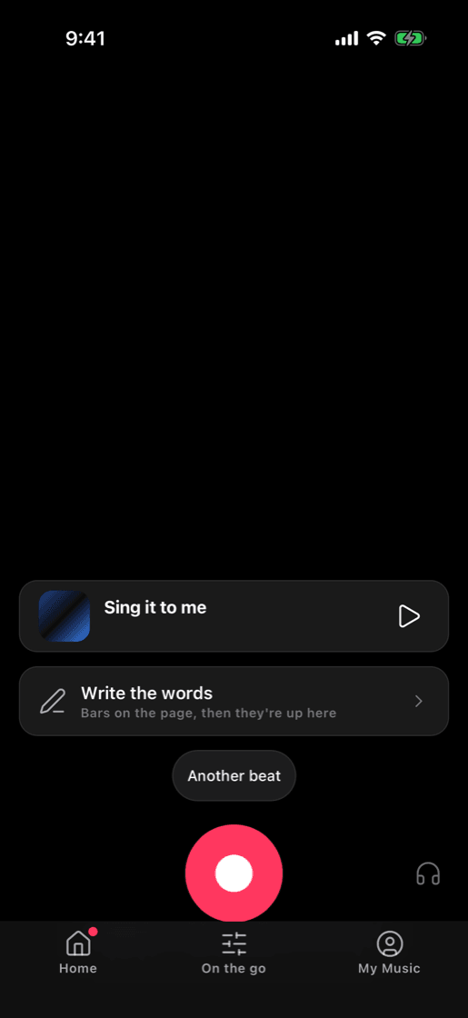 The slapz recording booth, with the lyrics scrolling as you record your vocal.