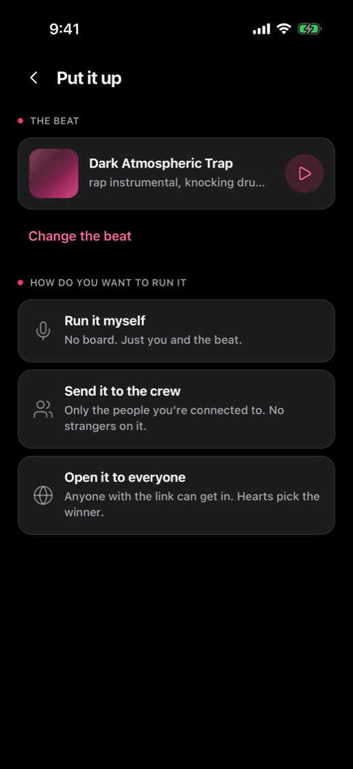 Putting a beat up as a slapz challenge and choosing who can see it.